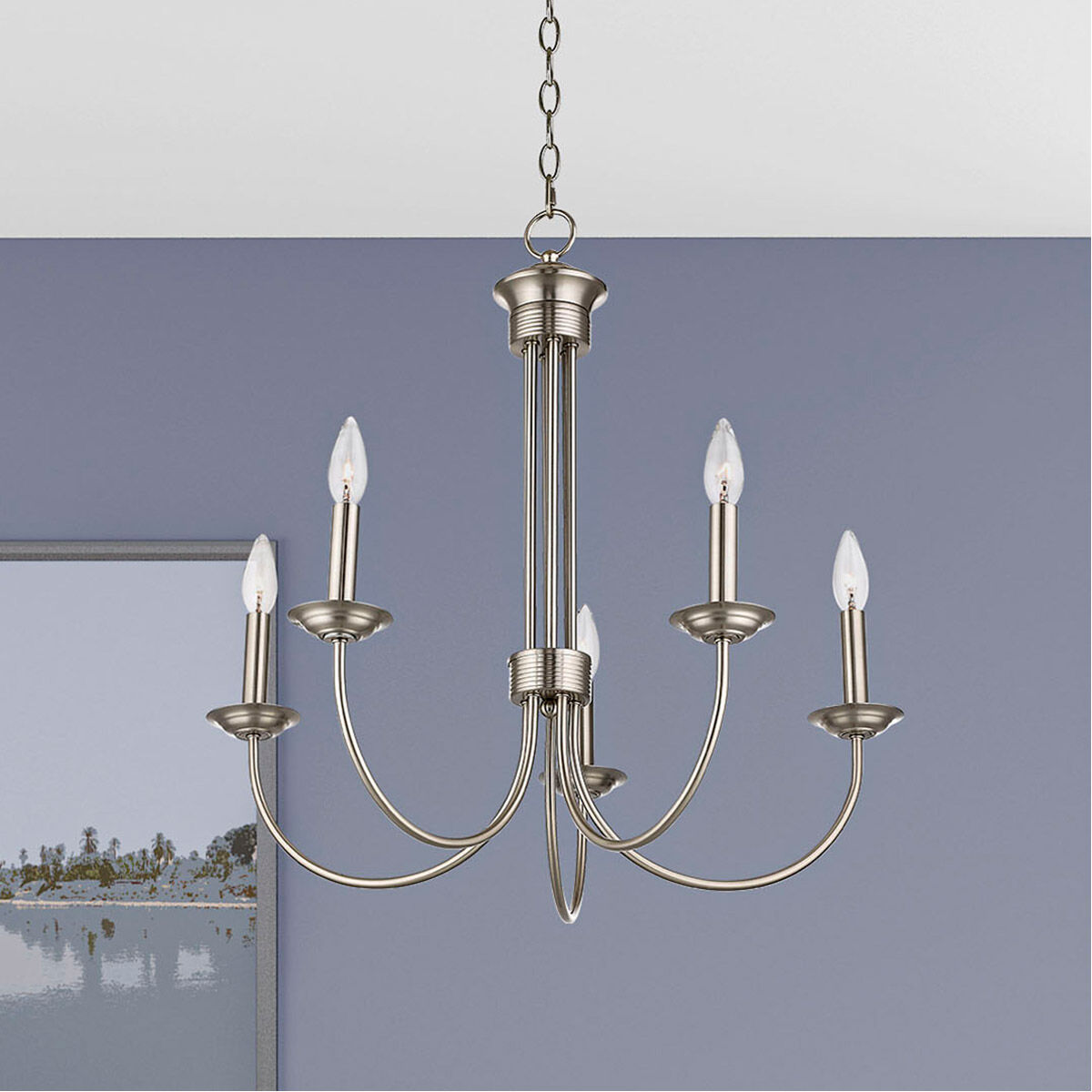 Estate 5 Light 25 inch Brushed Nickel Chandelier Ceiling Light