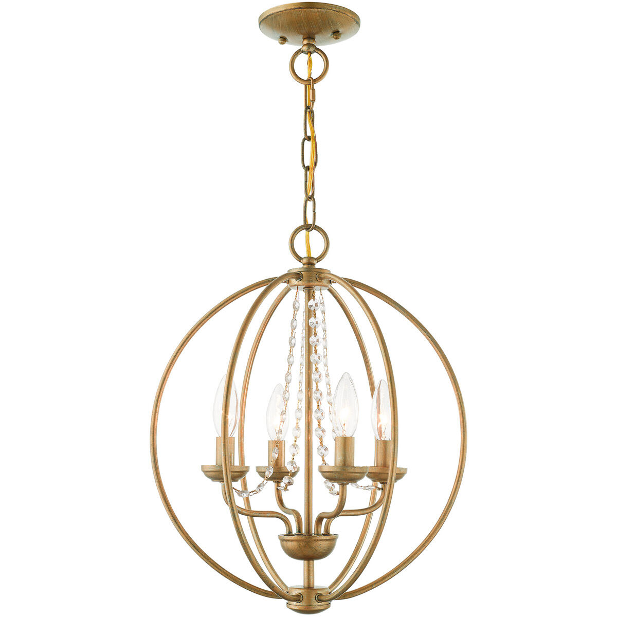 Arabella 4 Light 15 inch Antique Gold Leaf Convertible Mini Chandelier/Ceiling Mount Ceiling Light