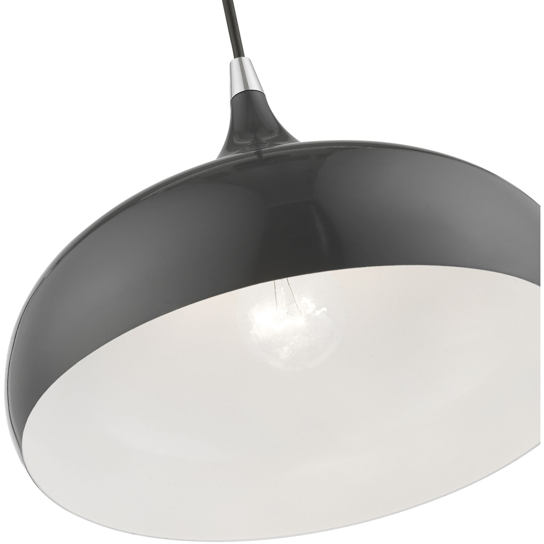 Amador 1 Light 12 inch Shiny Dark Gray with Polished Chrome Accents Pendant Ceiling Light