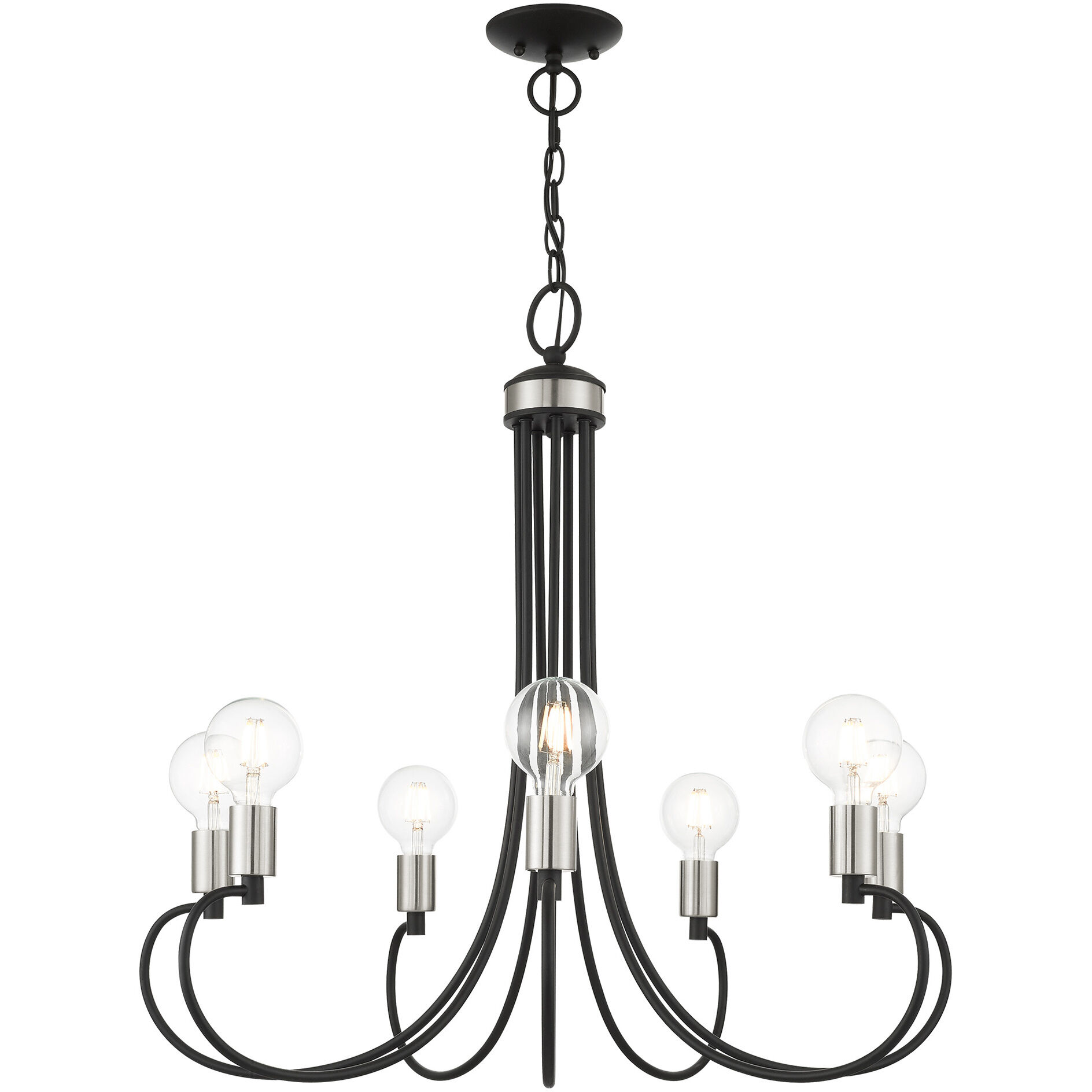 Bari 7 Light 30 inch Black with Brushed Nickel Accents Chandelier Ceiling Light