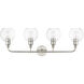 Downtown 4 Light 36 inch Brushed Nickel Vanity Sconce Wall Light, Large, Sphere