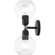 Downtown 2 Light 6.5 inch Black with Brushed Nickel Accents Vanity Sconce Wall Light, Sphere