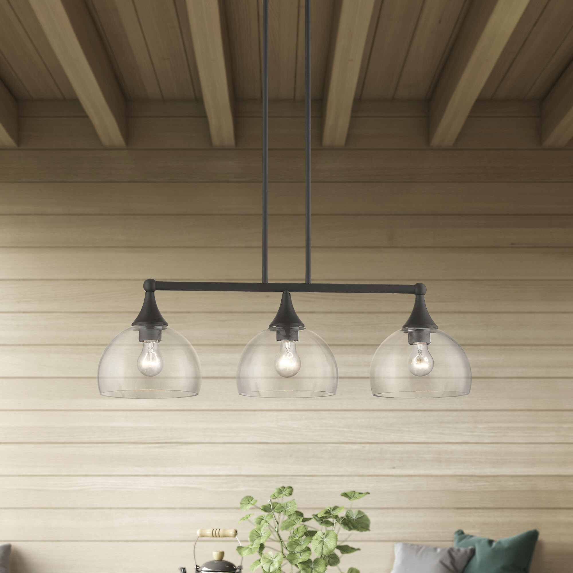 Glendon 3 Light 30 inch Bronze Linear Chandelier Ceiling Light