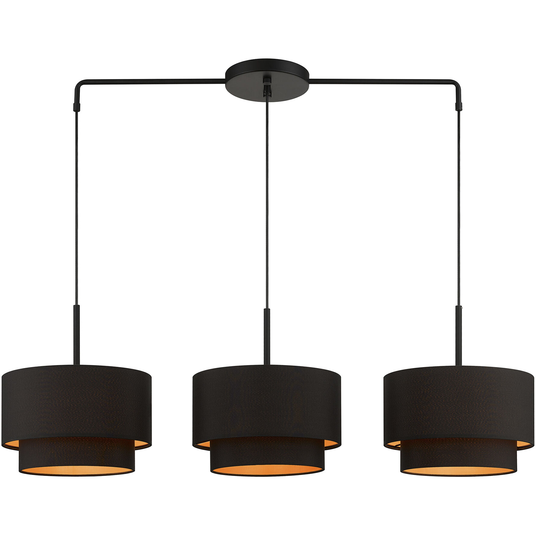 Sentosa 3 Light 49 inch Black Linear Chandelier Ceiling Light, Large