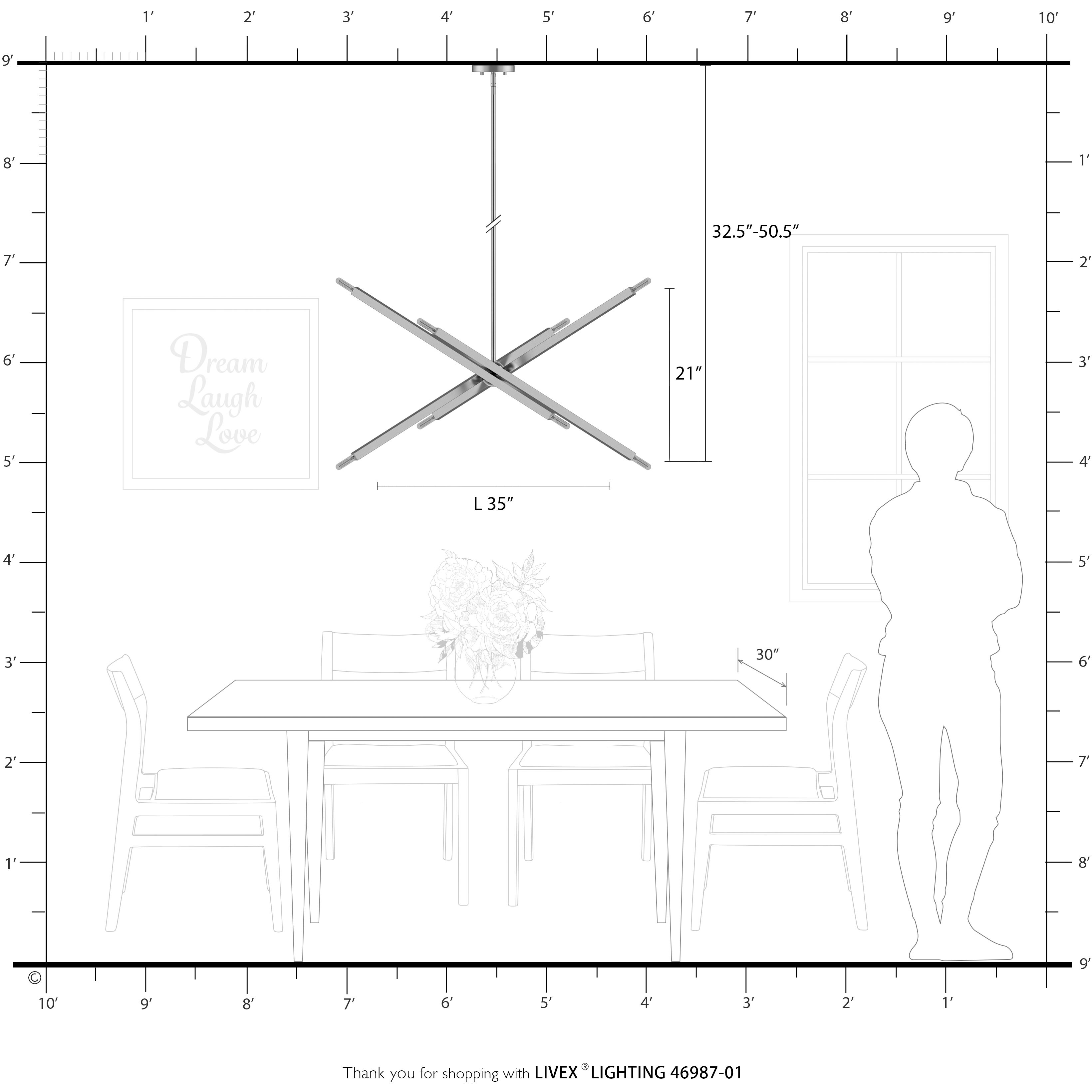 Monaco 8 Light 35 inch Antique Brass Linear Chandelier Ceiling Light, Large