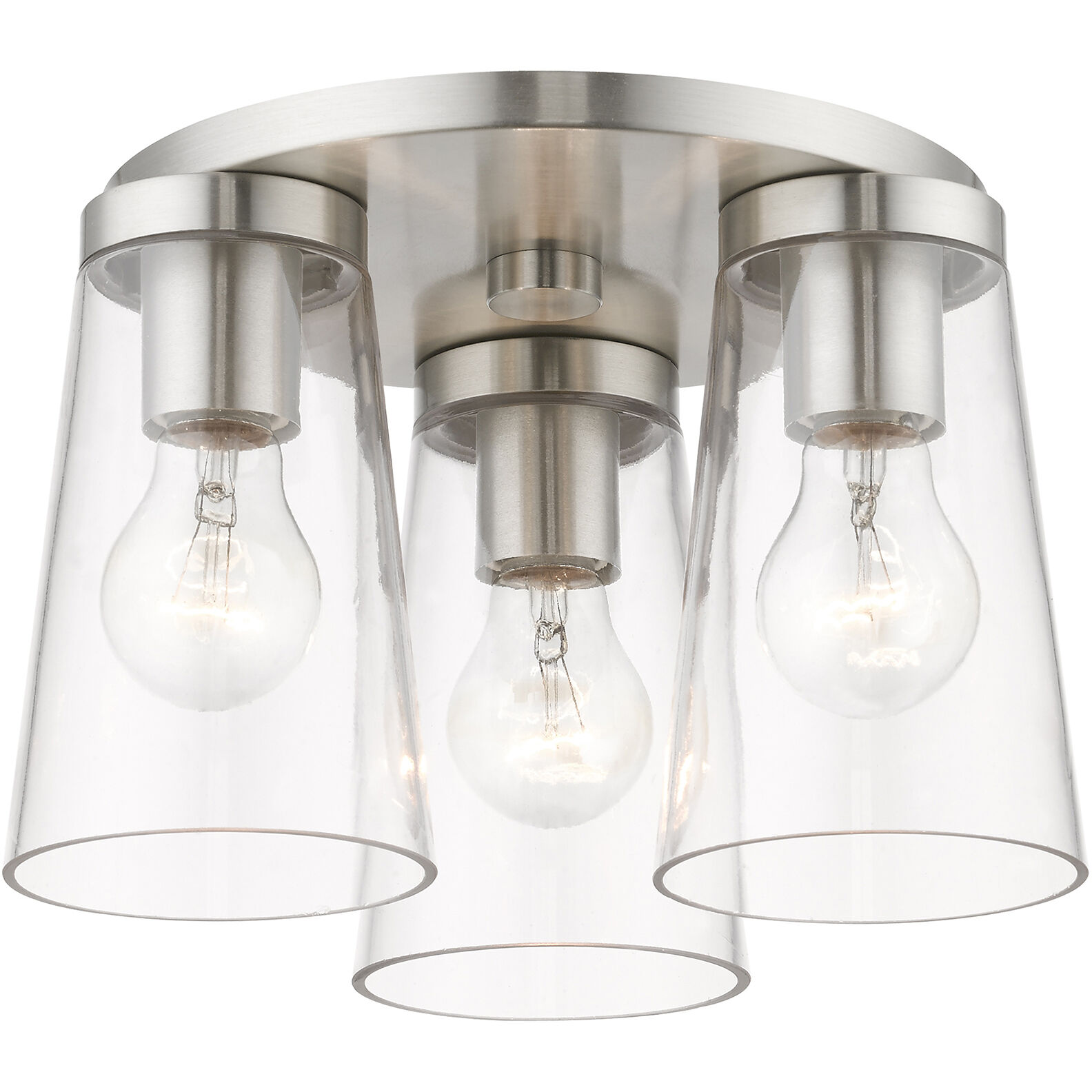 Cityview 3 Light 11 inch Brushed Nickel Flush Mount Ceiling Light, Large