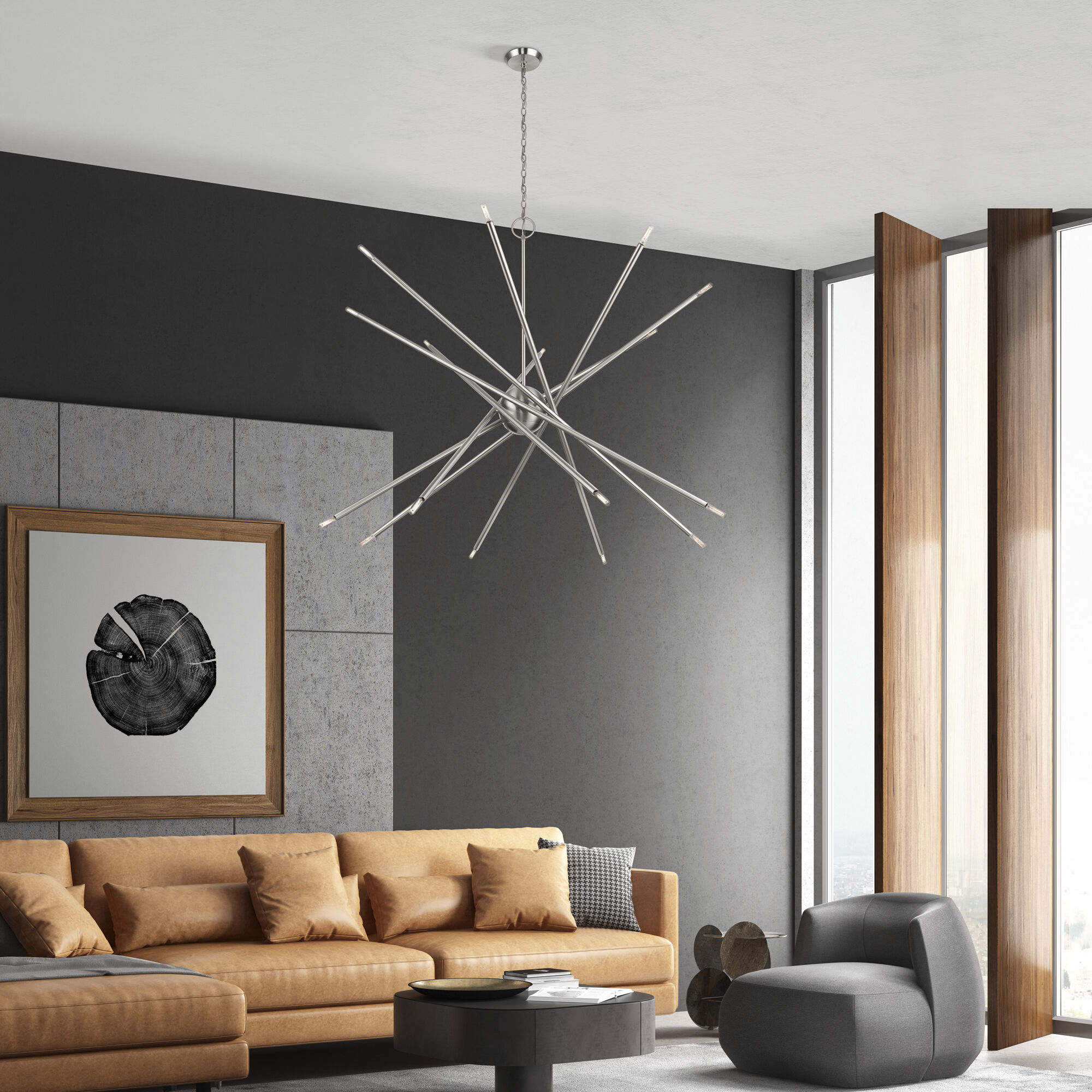 Soho 16 Light 50 inch Brushed Nickel Foyer Chandelier Ceiling Light