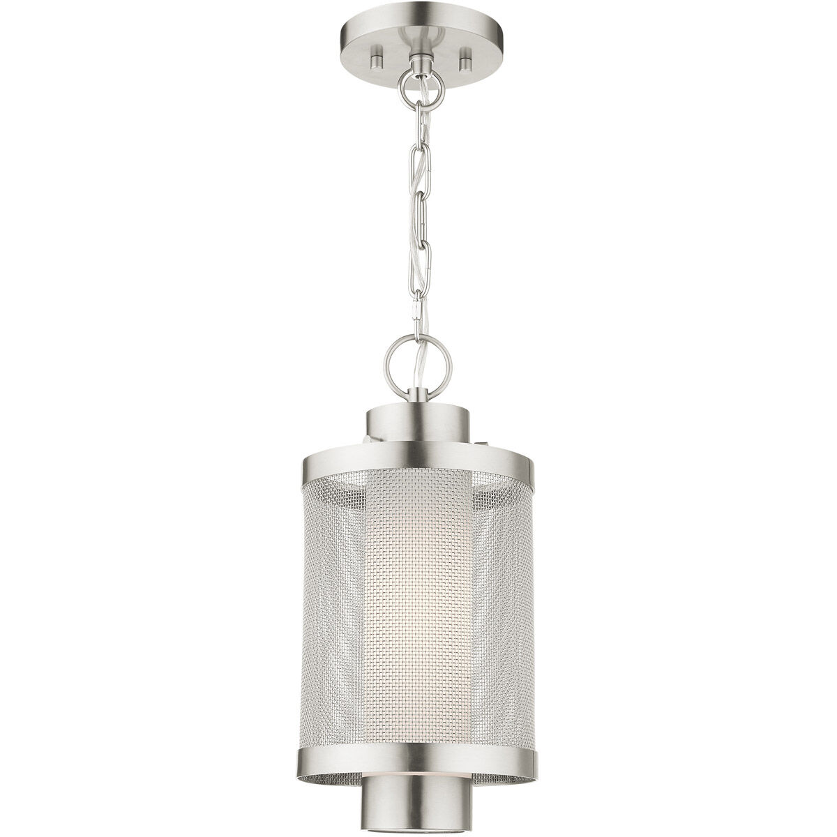 Nottingham 1 Light 9 inch Brushed Nickel Outdoor Pendant Lantern