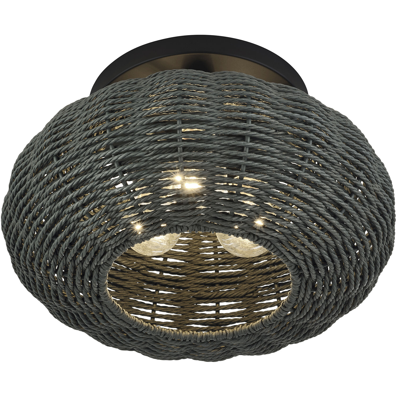 Deluna 3 Light 14 inch Black Semi Flush Mount Ceiling Light, Large