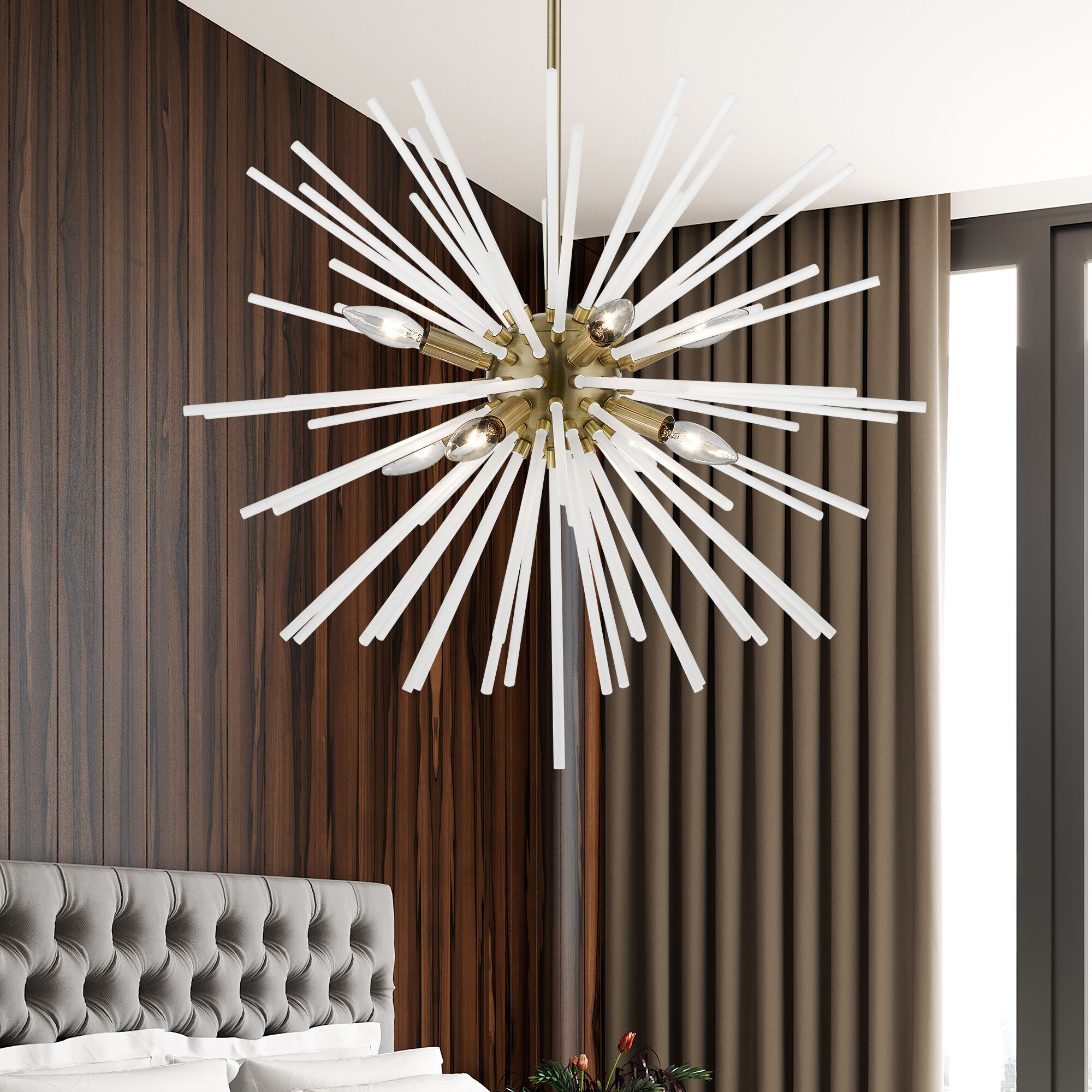 Uptown 8 Light 26 inch Antique Brass Pendant Chandelier Ceiling Light