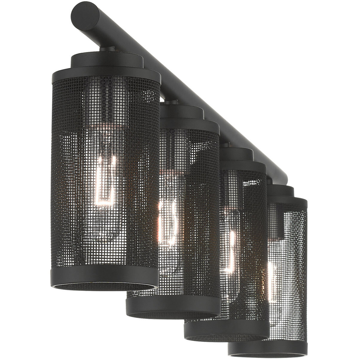 Industro 4 Light 36 inch Black with Brushed Nickel Accents Vanity Sconce Wall Light