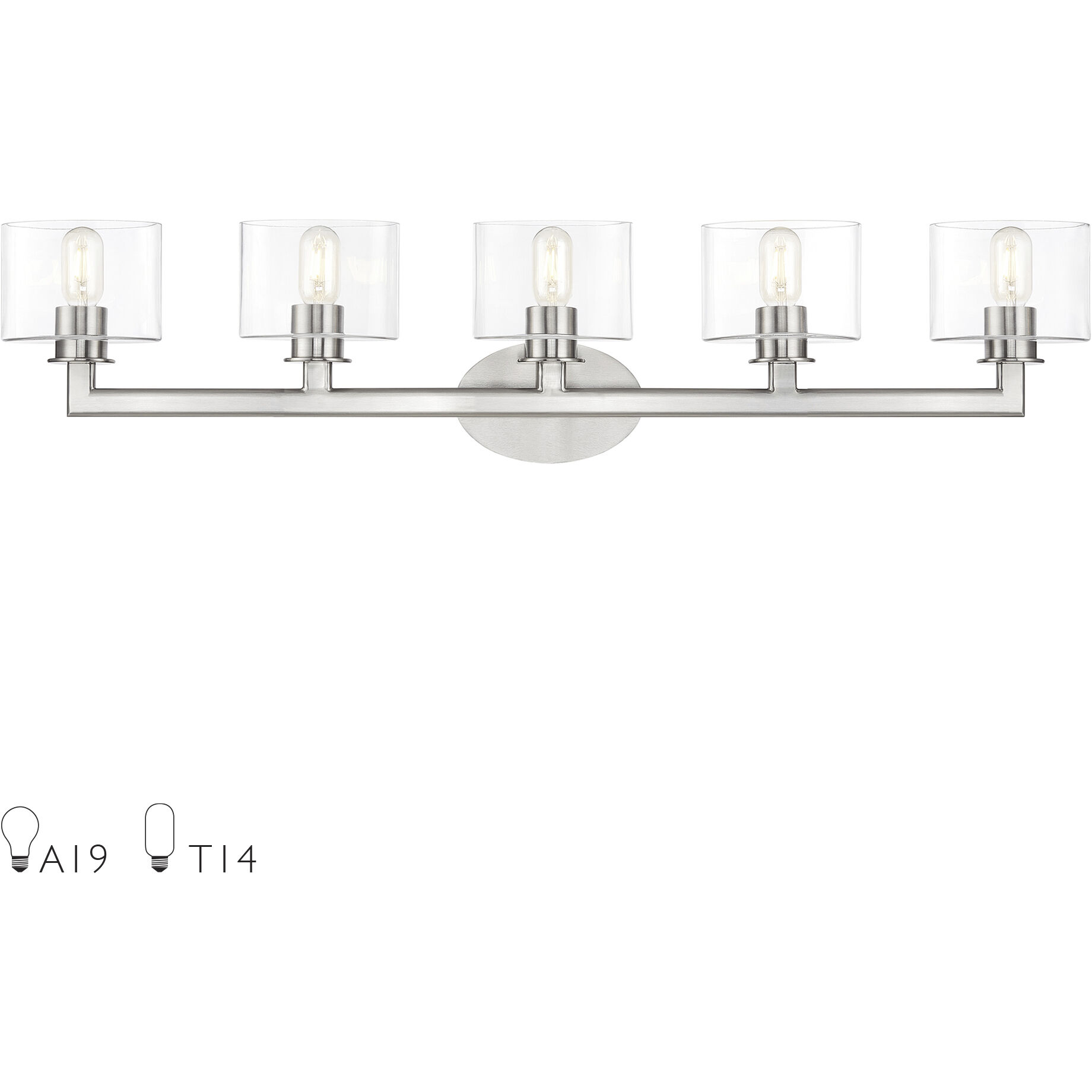 Bernardino 5 Light 44 inch Brushed Nickel Vanity Wall Sconce Wall Light