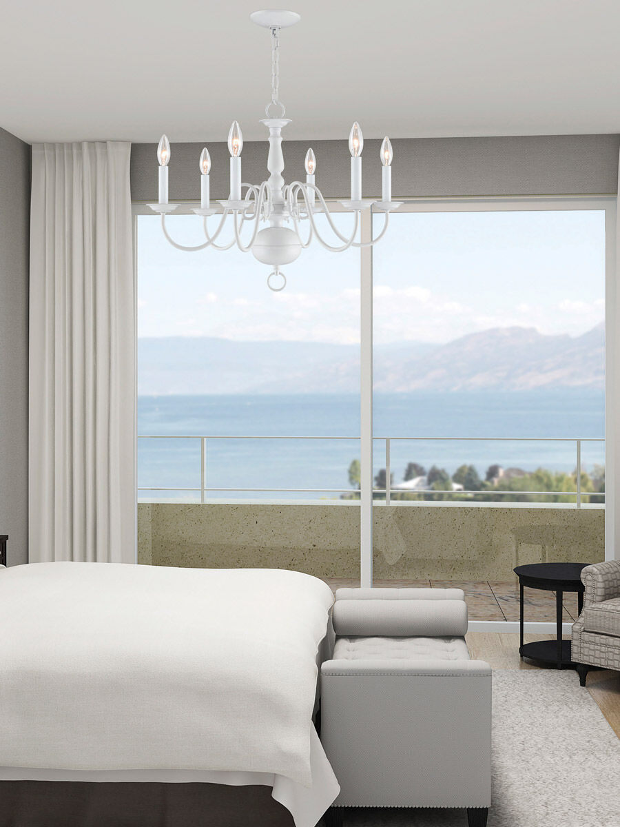 Williamsburgh 6 Light 24 inch White Chandelier Ceiling Light