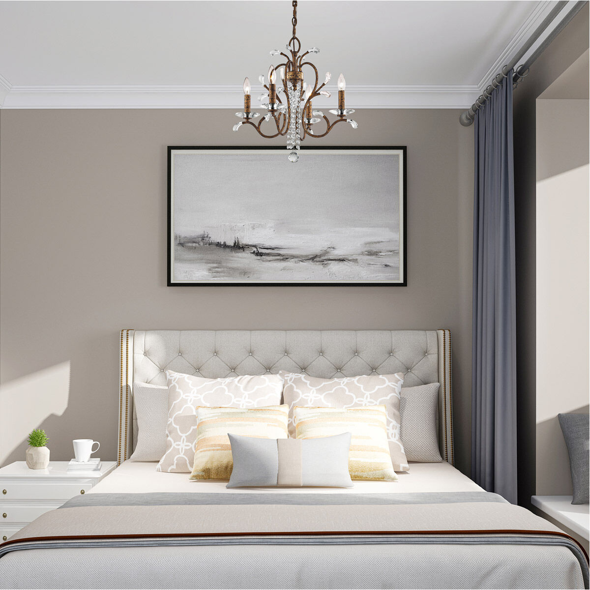 Serafina 4 Light 20 inch Hand Applied Venetian Golden Bronze Mini Chandelier Ceiling Light