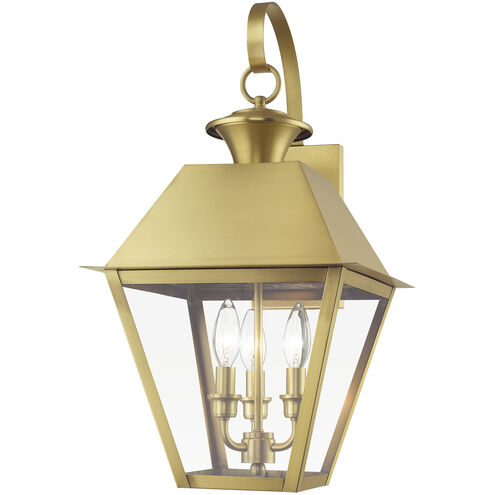 Wentworth 3 Light 22 inch Natural Brass Outdoor Wall Lantern, Large