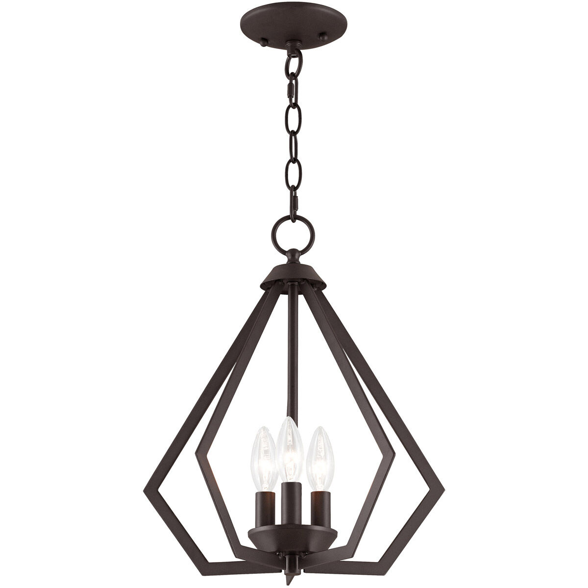 Prism 3 Light 14 inch Bronze Convertible Mini Chandelier/Ceiling Mount Ceiling Light
