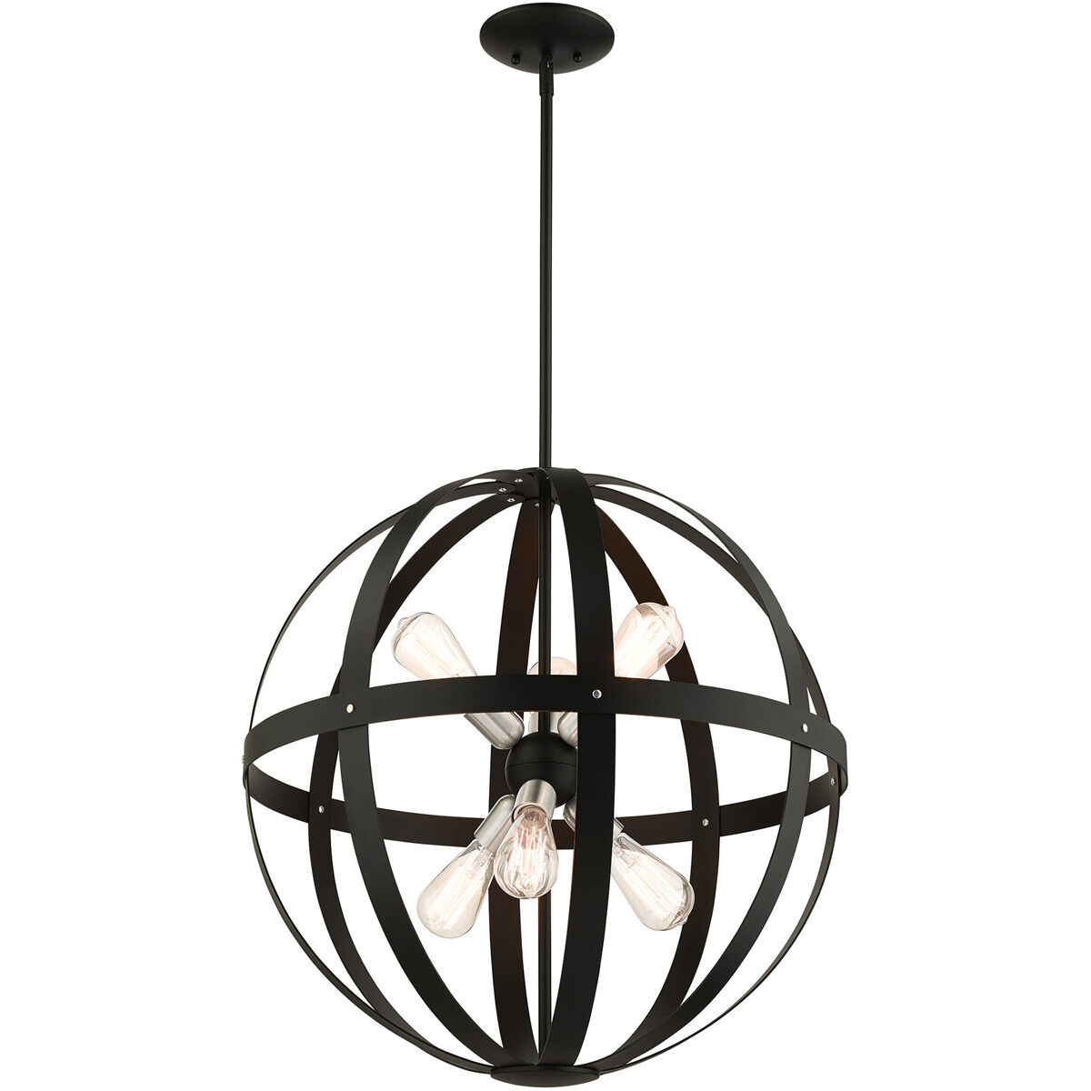 Stoneridge 6 Light 24 inch Textured Black Pendant Chandelier Ceiling Light