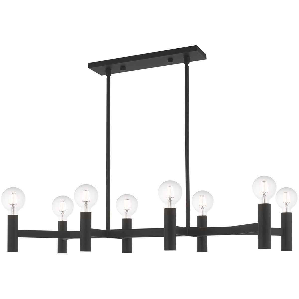 Copenhagen 8 Light 40 inch Black Linear Chandelier Ceiling Light