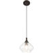 Art Glass 1 Light 8 inch English Bronze Mini Pendant Ceiling Light in Shiny Dark Gray