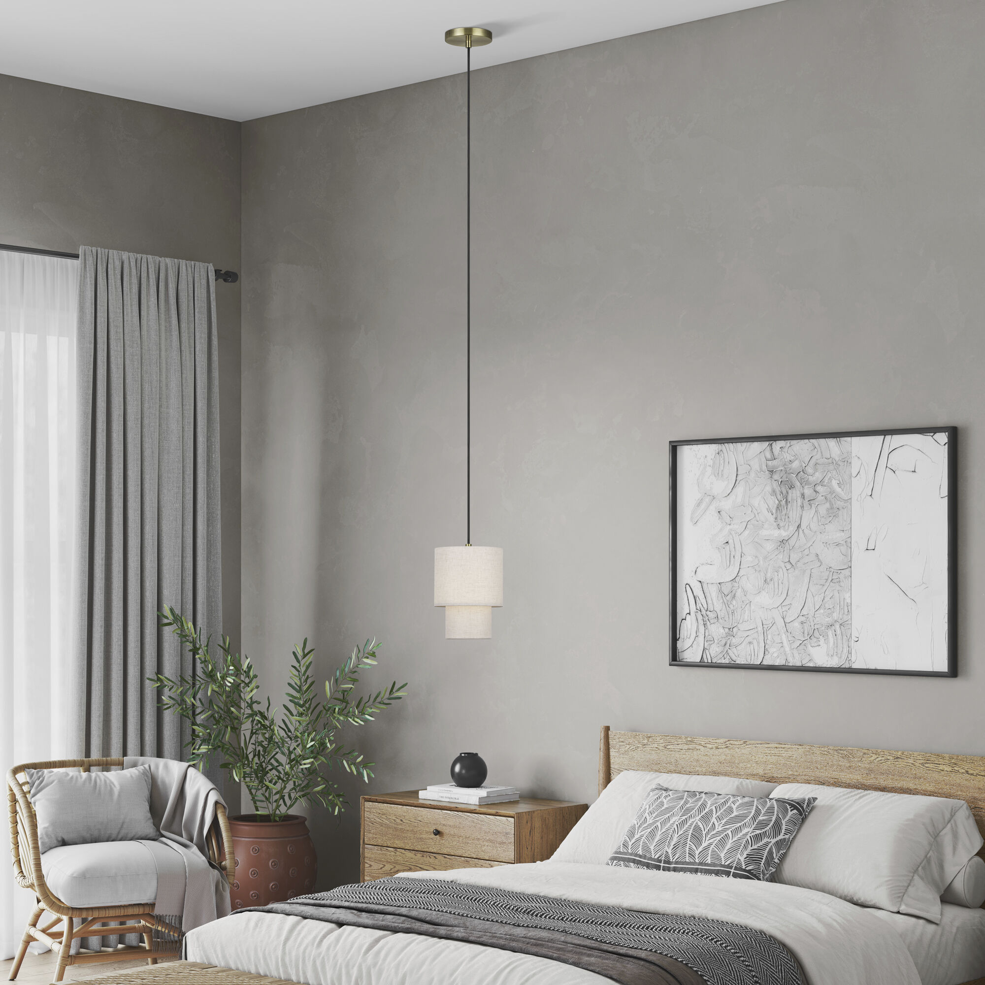 Monroe 1 Light 7 inch Antique Brass Mini Pendant Ceiling Light