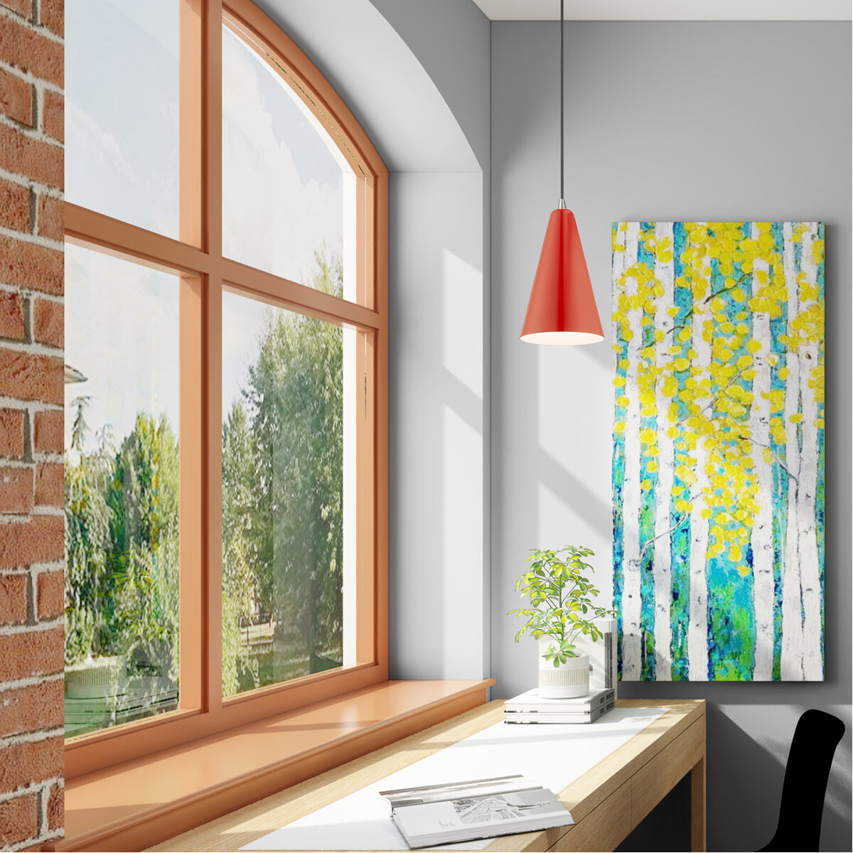 Allison 1 Light 7 inch Shiny Red Mini Pendant Ceiling Light