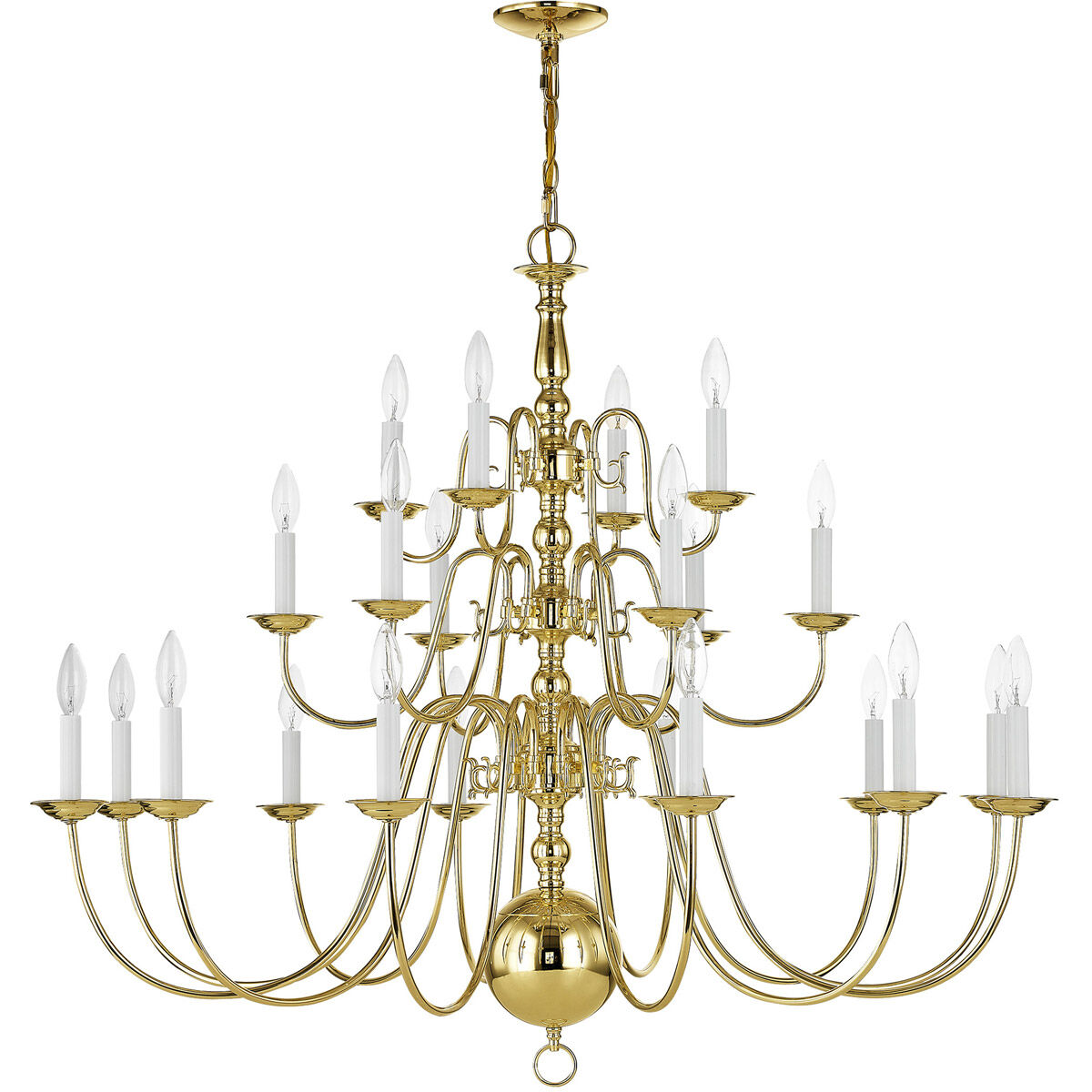 Williamsburgh 22 Light 42 inch Polished Brass Chandelier Ceiling Light