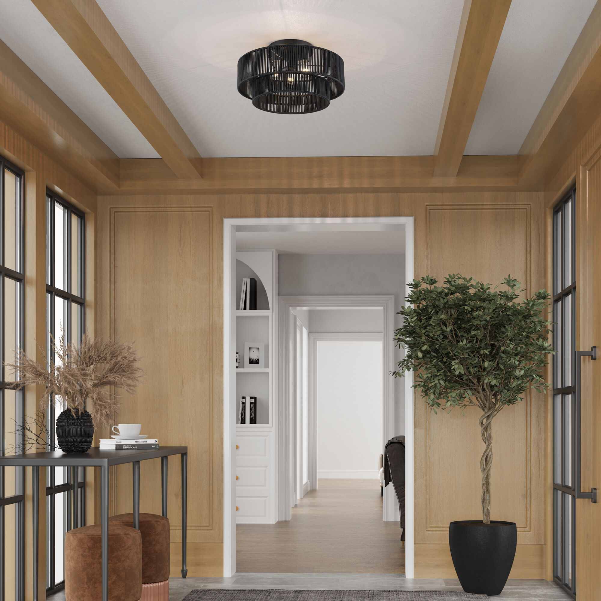 Acordia 3 Light 18 inch Black Semi Flush Mount Ceiling Light, Large