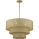 Weavington 6 Light 28 inch Antique Gold Leaf Pendant Chandelier Ceiling Light, Large