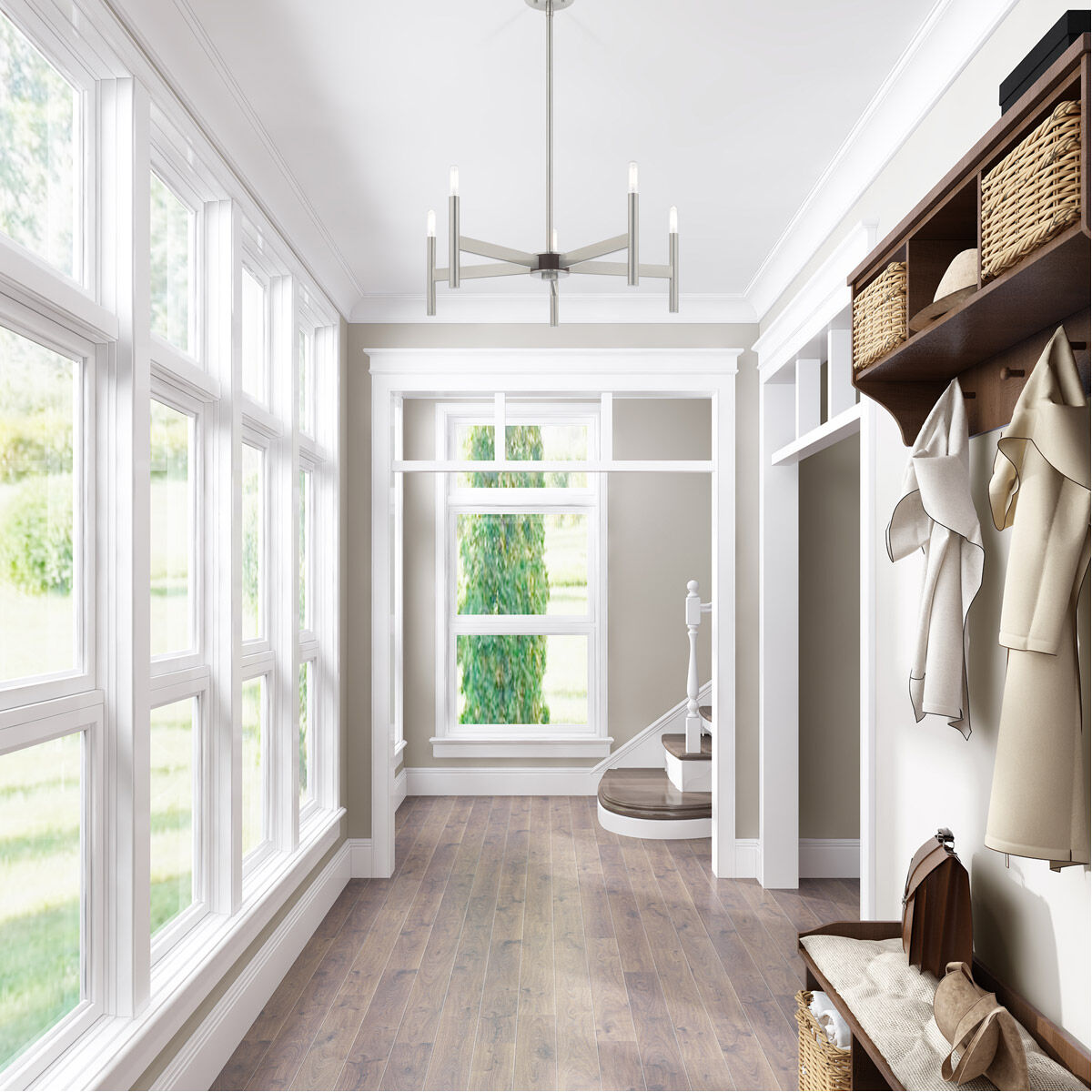 Copenhagen 5 Light 25 inch Brushed Nickel Chandelier Ceiling Light