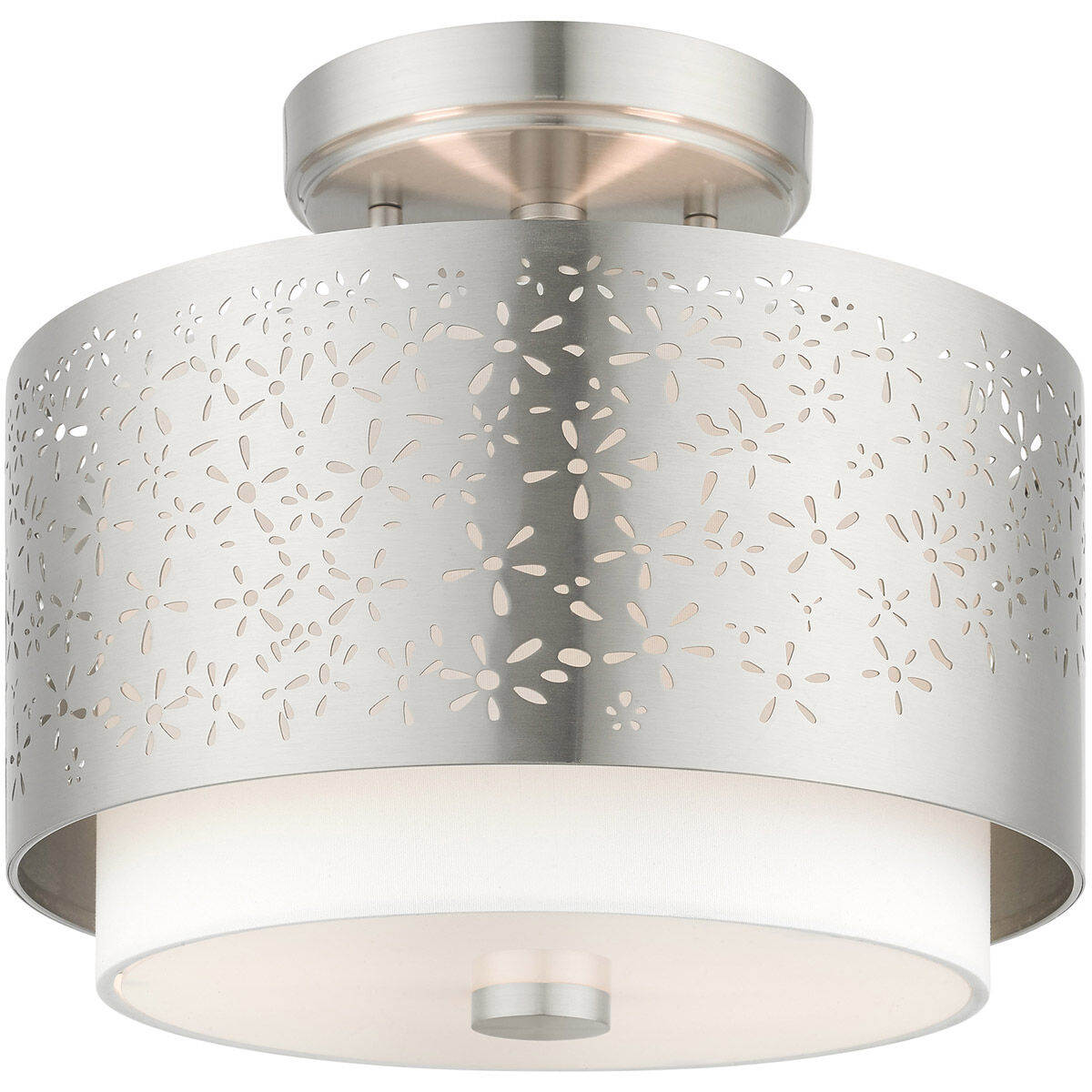 Noria 2 Light 12 inch Brushed Nickel Semi Flush Ceiling Light
