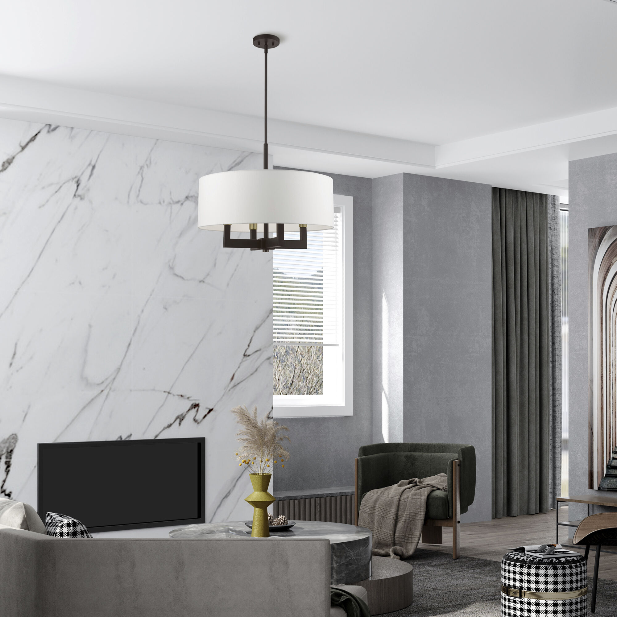 Cresthaven 4 Light 24 inch Bronze with Antique Brass Accents Pendant Chandelier Ceiling Light