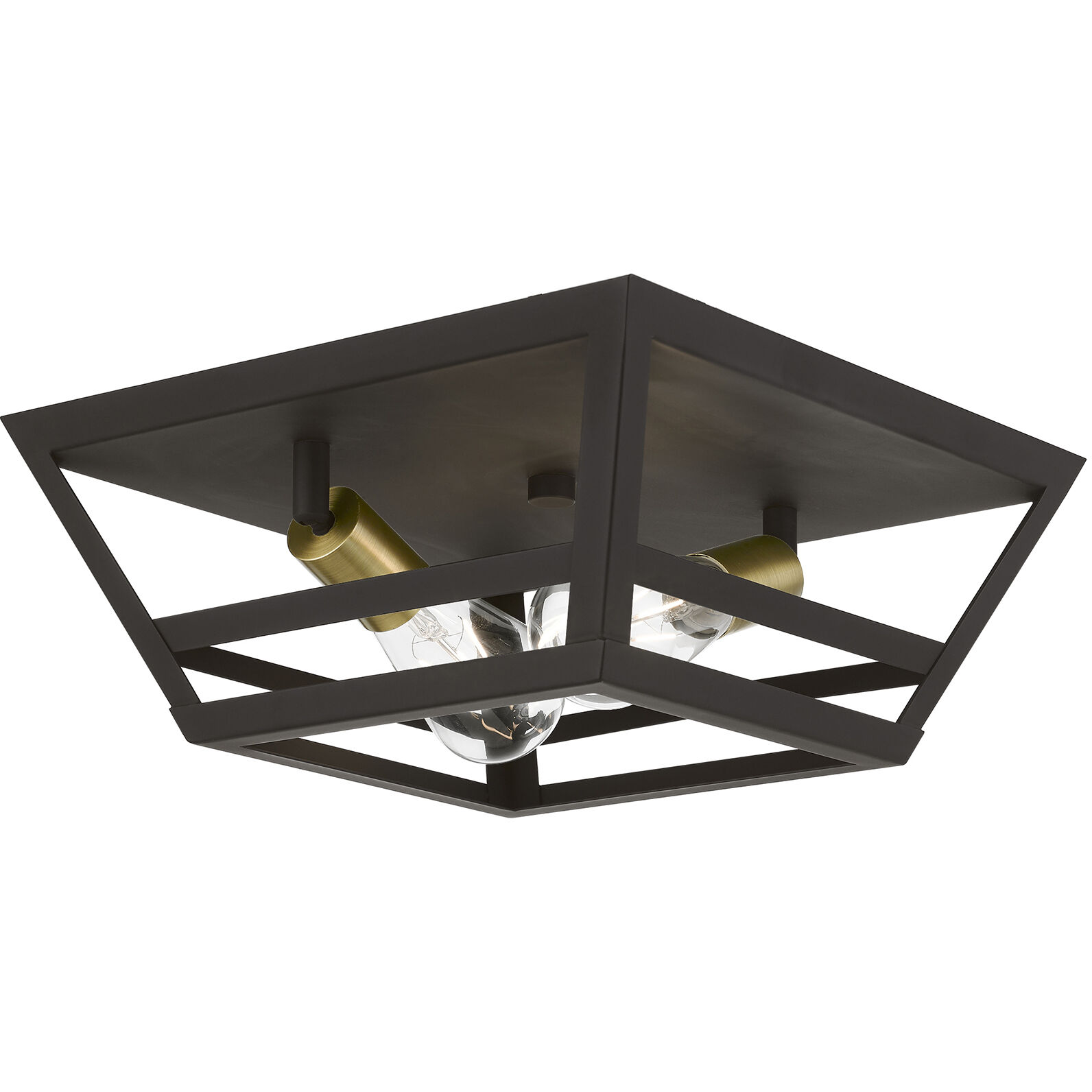 Schofield 2 Light 13 inch Bronze with Antique Brass Accents Flush Mount Ceiling Light