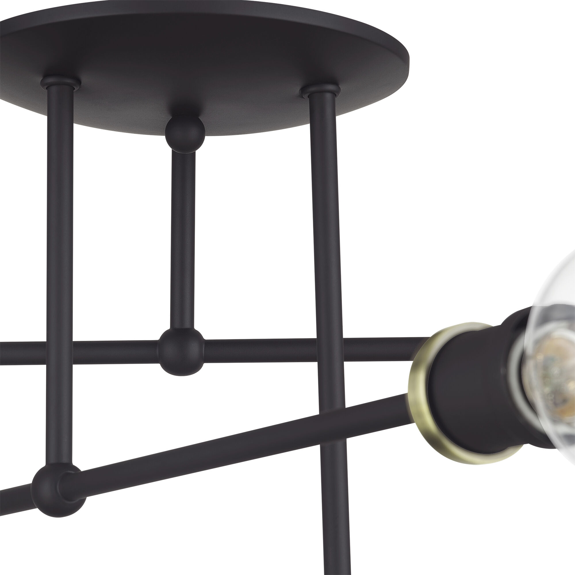 Delacroix 6 Light 28 inch Bronze with Antique Brass Accents Semi-Flush Ceiling Light