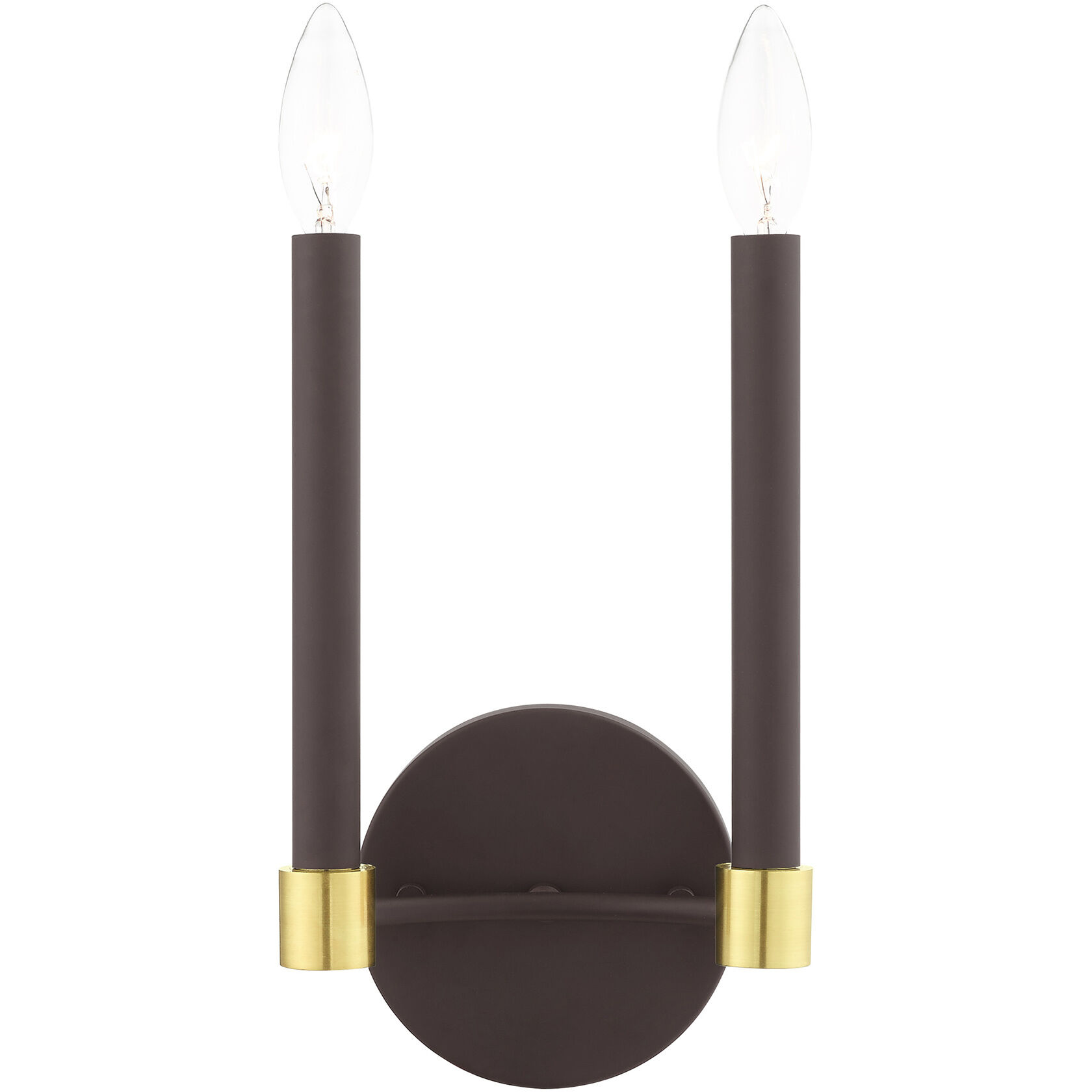 Karlstad 2 Light 7 inch Bronze with Satin Brass Accents ADA Sconce Wall Light