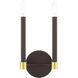 Karlstad 2 Light 7 inch Bronze with Satin Brass Accents ADA Sconce Wall Light