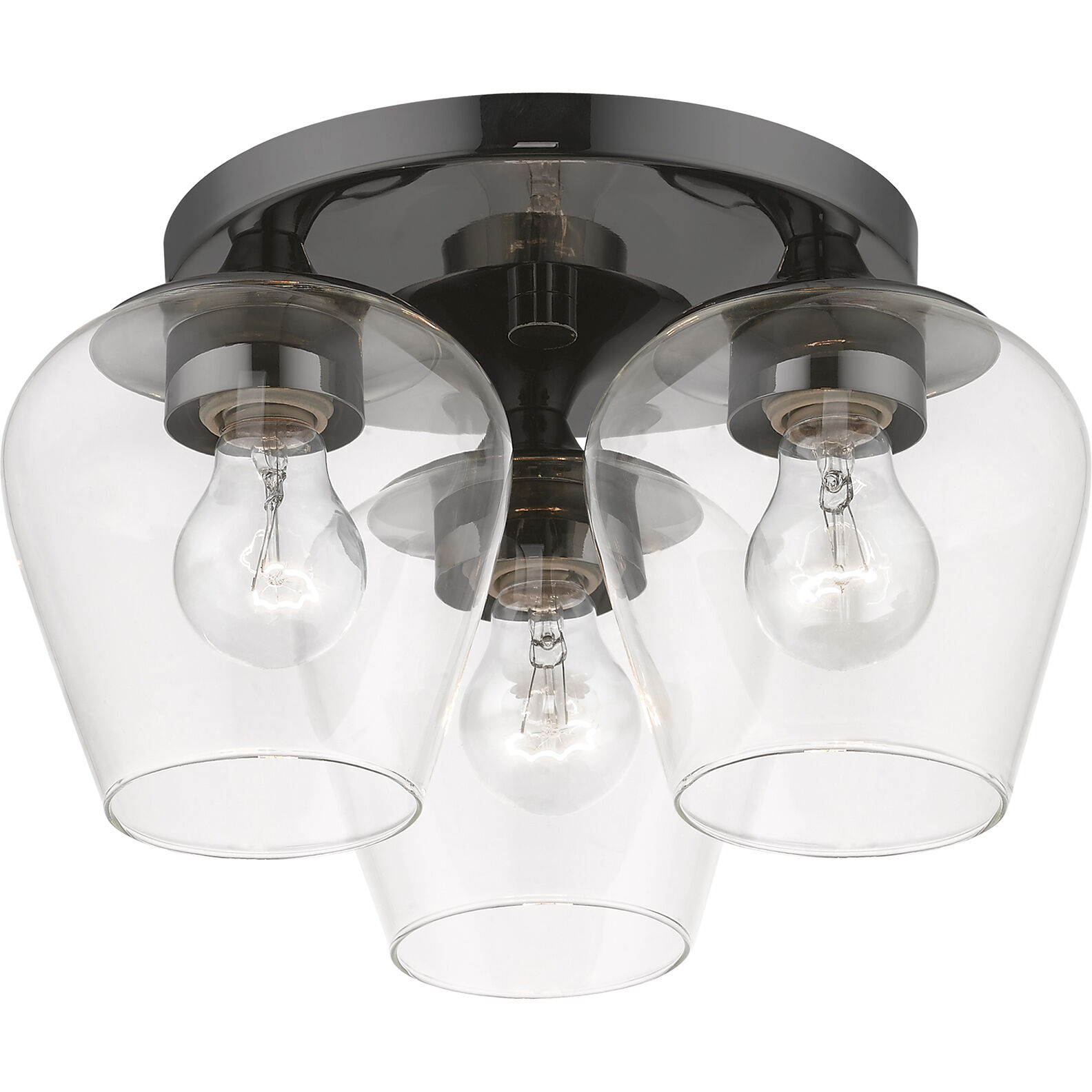 Willow 3 Light 13 inch Black Chrome Flush Mount Ceiling Light