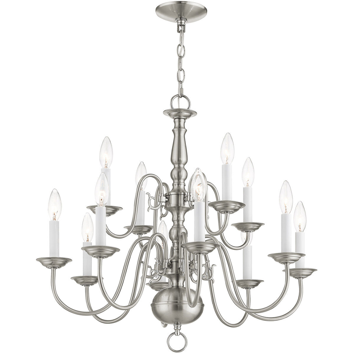 Williamsburgh 12 Light 26 inch Brushed Nickel Chandelier Ceiling Light