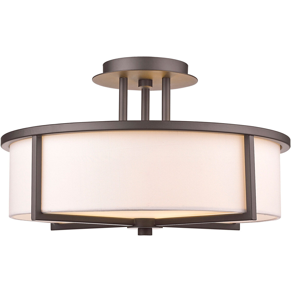 Wesley 3 Light 16 inch Bronze Semi-Flush Mount Ceiling Light