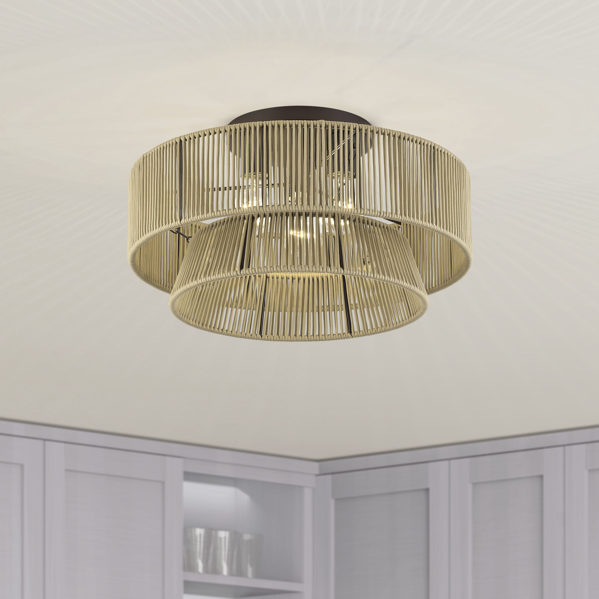 Florell 3 Light 18 inch English Bronze Semi Flush Mount Ceiling Light, Large