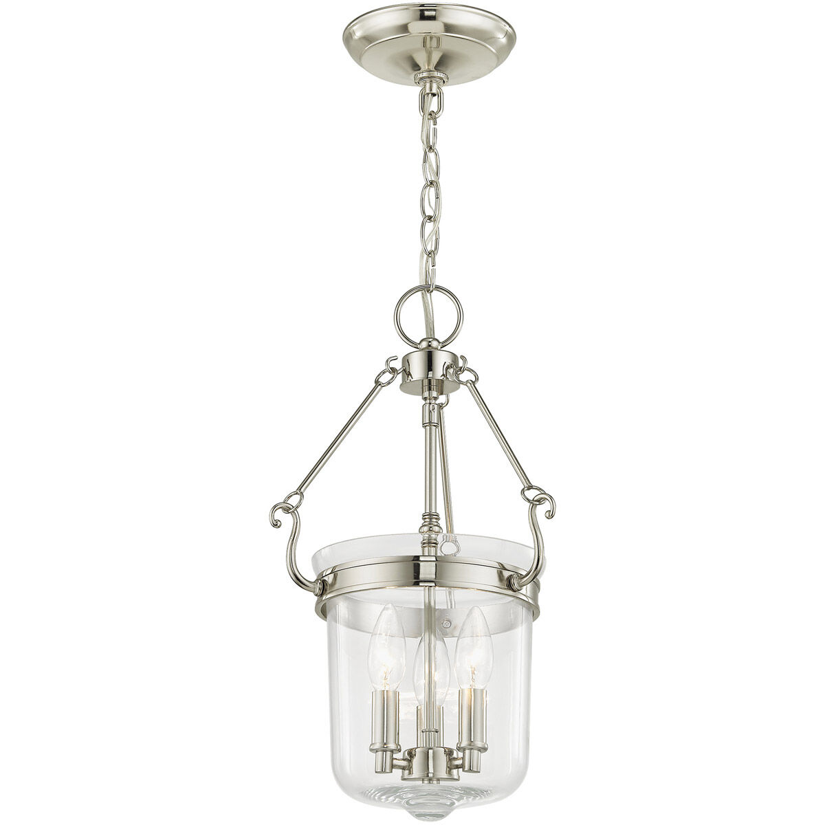 Rockford 3 Light 10.5 inch Polished Nickel Pendant Ceiling Light