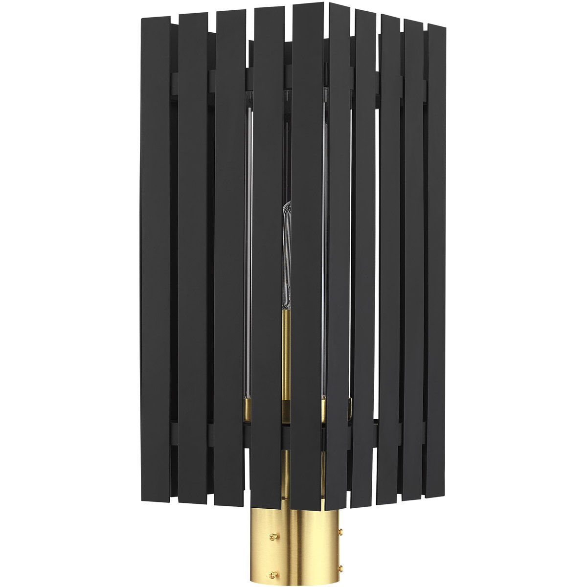 Greenwich 1 Light 20 inch Black with Satin Brass Accents Outdoor Post Top Lantern