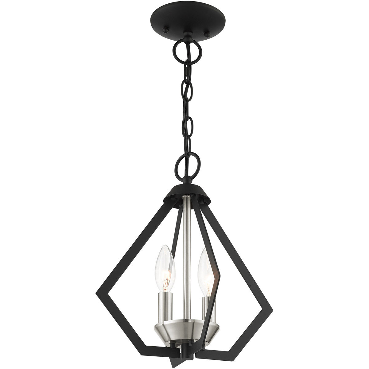 Prism 2 Light 11 inch Black with Brushed Nickel Cluster Convertible Semi Flush/Pendant Ceiling Light