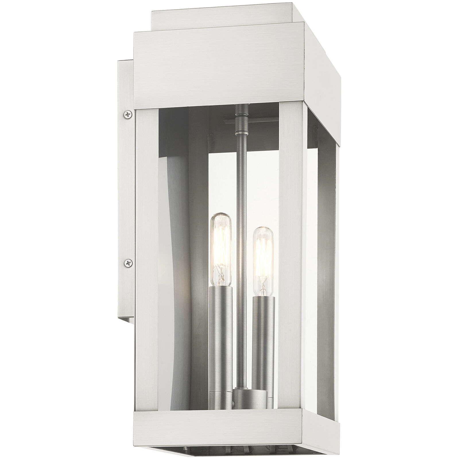 York 2 Light 16 inch Brushed Nickel Outdoor Wall Lantern