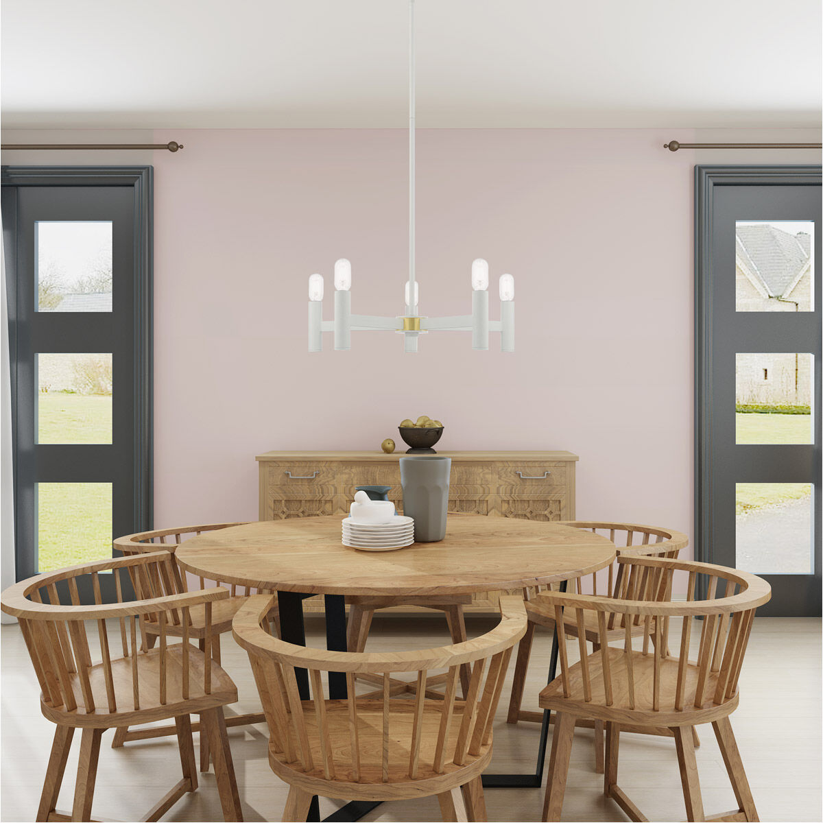 Copenhagen 5 Light 25 inch White Chandelier Ceiling Light