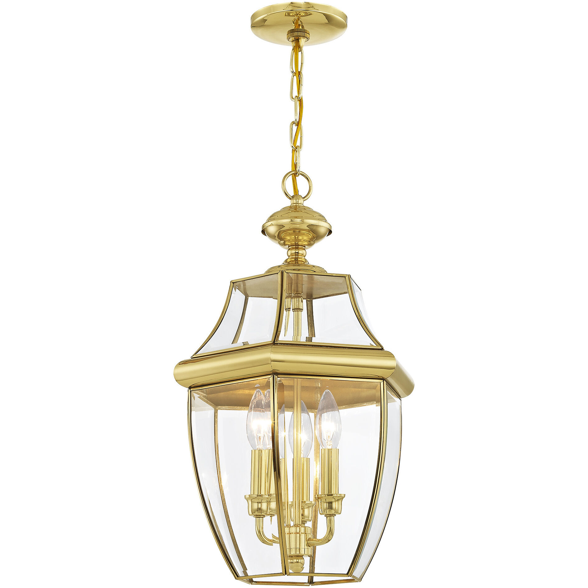 Monterey 3 Light 13 inch Polished Brass Outdoor Pendant Lantern