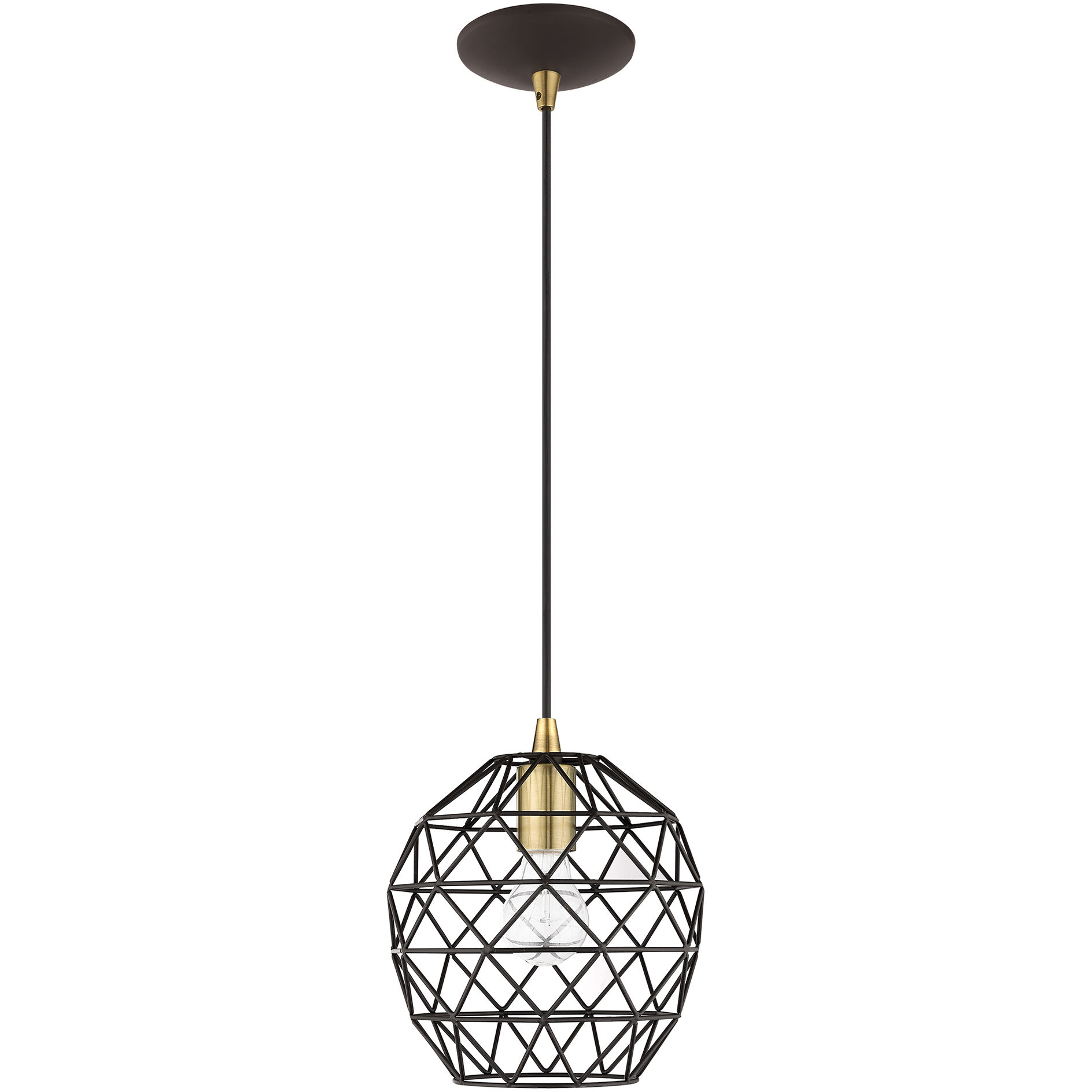 Geometric 1 Light 8 inch Bronze Mini Pendant Ceiling Light