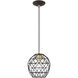Geometric 1 Light 8 inch Bronze Mini Pendant Ceiling Light
