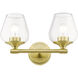Willow 2 Light 15 inch Satin Brass Vanity Sconce Wall Light