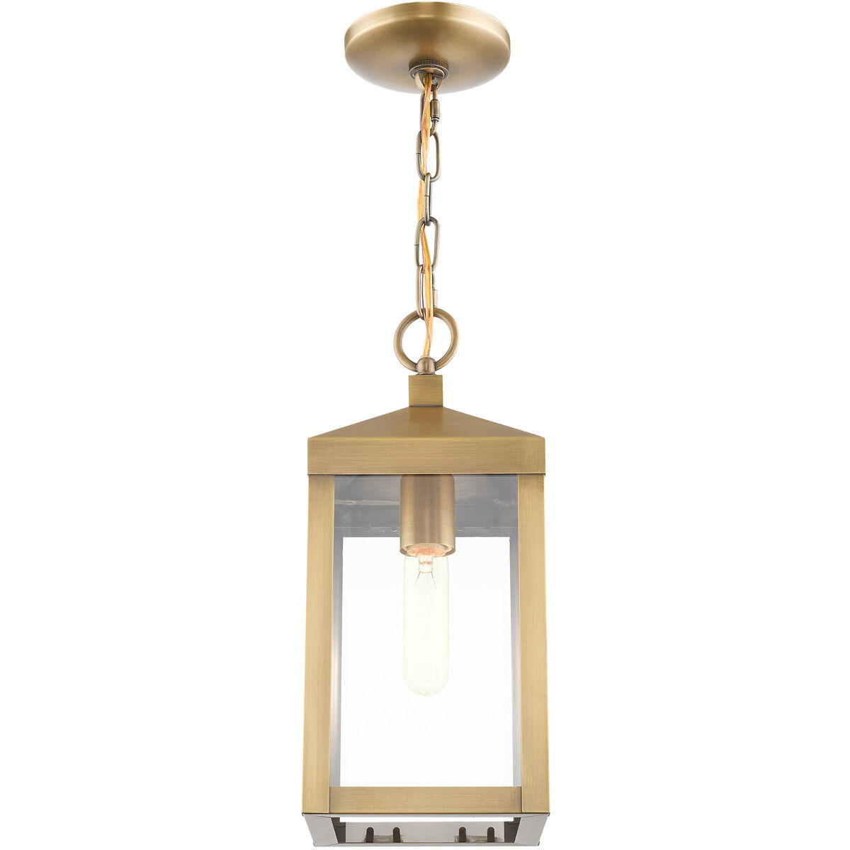 Nyack 1 Light 6 inch Antique Brass Outdoor Pendant Lantern
