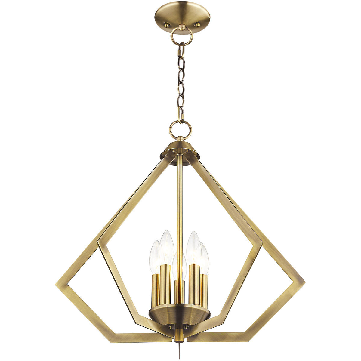 Prism 5 Light 20 inch Antique Brass Chandelier Ceiling Light
